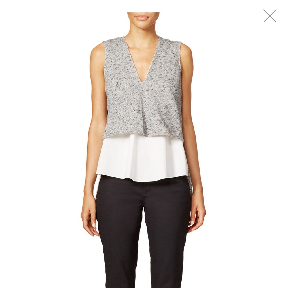 Derek Lam 10 Crosby Grey Tiered Top | SZ 2